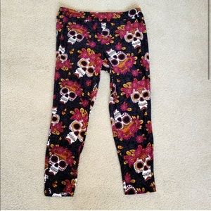 Terra & Sky Colorful Candy Skull Leggings - PLUS SIZE